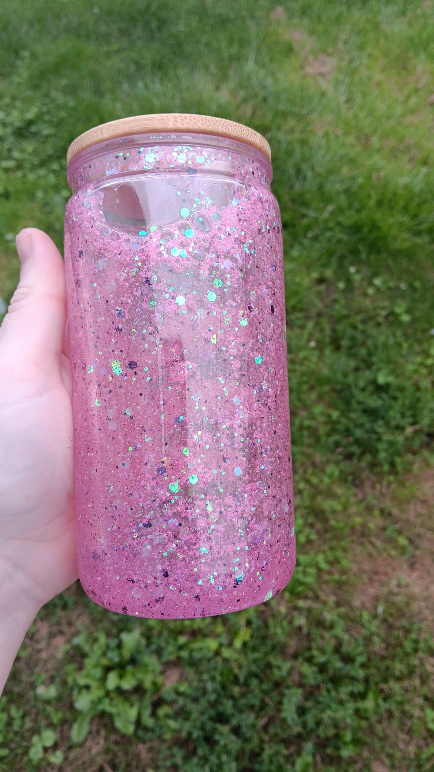 Pink and Black Snow Globe Cup