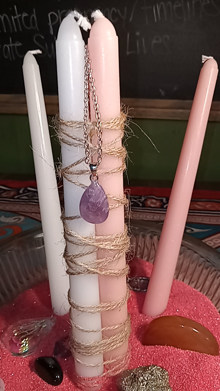 Amethyst Oval Crystal Pendant Necklace