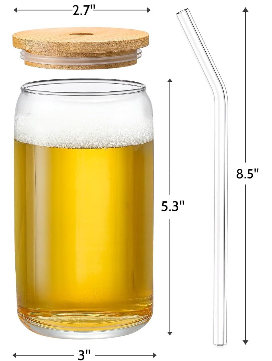 3 BLANK 16oz Glass Cups