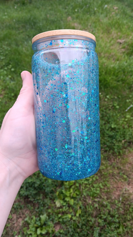Blue Glitter Snow Globe Cup